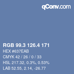 カラーコード: RGB 99.3 126.4 171 | qconv.com