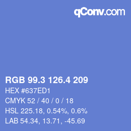 カラーコード: RGB 99.3 126.4 209 | qconv.com
