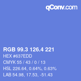 カラーコード: RGB 99.3 126.4 221 | qconv.com