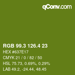 カラーコード: RGB 99.3 126.4 23 | qconv.com