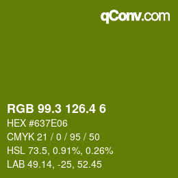 カラーコード: RGB 99.3 126.4 6 | qconv.com