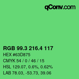カラーコード: RGB 99.3 216.4 117 | qconv.com