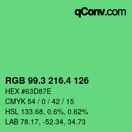 カラーコード: RGB 99.3 216.4 126 | qconv.com