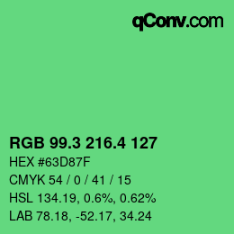 カラーコード: RGB 99.3 216.4 127 | qconv.com