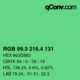 カラーコード: RGB 99.3 216.4 131 | qconv.com
