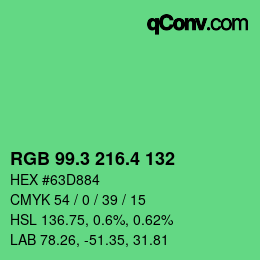 カラーコード: RGB 99.3 216.4 132 | qconv.com