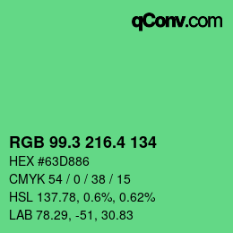 カラーコード: RGB 99.3 216.4 134 | qconv.com