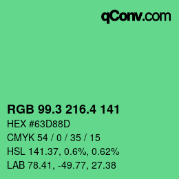 カラーコード: RGB 99.3 216.4 141 | qconv.com