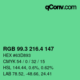 カラーコード: RGB 99.3 216.4 147 | qconv.com