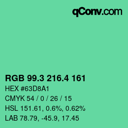 カラーコード: RGB 99.3 216.4 161 | qconv.com