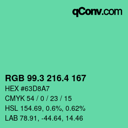 カラーコード: RGB 99.3 216.4 167 | qconv.com