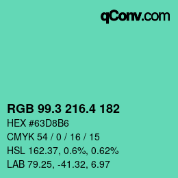 カラーコード: RGB 99.3 216.4 182 | qconv.com
