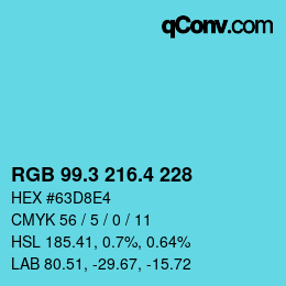 カラーコード: RGB 99.3 216.4 228 | qconv.com