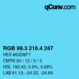 カラーコード: RGB 99.3 216.4 247 | qconv.com
