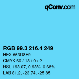 カラーコード: RGB 99.3 216.4 249 | qconv.com