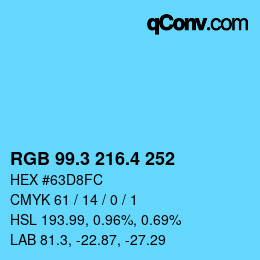 カラーコード: RGB 99.3 216.4 252 | qconv.com