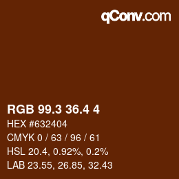 カラーコード: RGB 99.3 36.4 4 | qconv.com