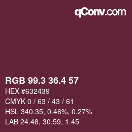 カラーコード: RGB 99.3 36.4 57 | qconv.com