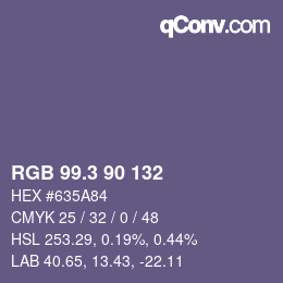 カラーコード: RGB 99.3 90 132 | qconv.com