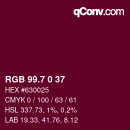 カラーコード: RGB 99.7 0 37 | qconv.com