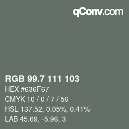 カラーコード: RGB 99.7 111 103 | qconv.com
