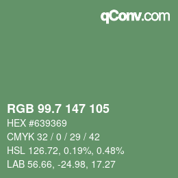 カラーコード: RGB 99.7 147 105 | qconv.com