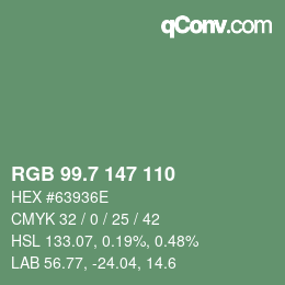 カラーコード: RGB 99.7 147 110 | qconv.com