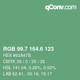 カラーコード: RGB 99.7 164.6 123 | qconv.com