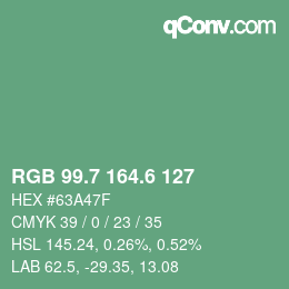 カラーコード: RGB 99.7 164.6 127 | qconv.com