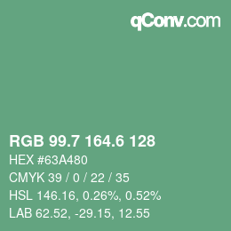 カラーコード: RGB 99.7 164.6 128 | qconv.com