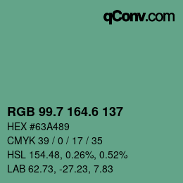 カラーコード: RGB 99.7 164.6 137 | qconv.com