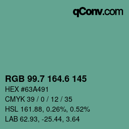 カラーコード: RGB 99.7 164.6 145 | qconv.com
