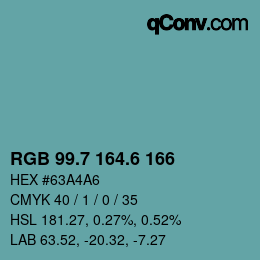 カラーコード: RGB 99.7 164.6 166 | qconv.com