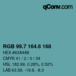 カラーコード: RGB 99.7 164.6 168 | qconv.com