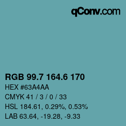 カラーコード: RGB 99.7 164.6 170 | qconv.com