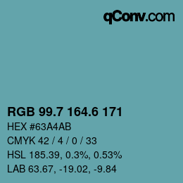カラーコード: RGB 99.7 164.6 171 | qconv.com