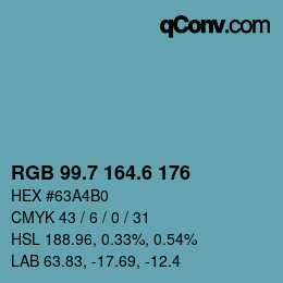 カラーコード: RGB 99.7 164.6 176 | qconv.com