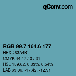 カラーコード: RGB 99.7 164.6 177 | qconv.com