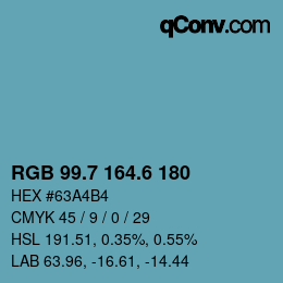 カラーコード: RGB 99.7 164.6 180 | qconv.com