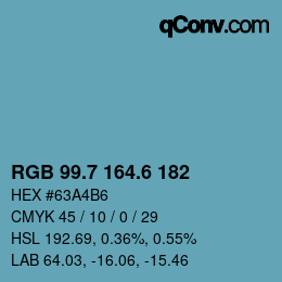 カラーコード: RGB 99.7 164.6 182 | qconv.com