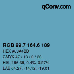 カラーコード: RGB 99.7 164.6 189 | qconv.com