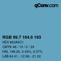 カラーコード: RGB 99.7 164.6 193 | qconv.com