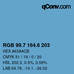 カラーコード: RGB 99.7 164.6 203 | qconv.com