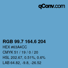 カラーコード: RGB 99.7 164.6 204 | qconv.com