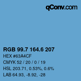 カラーコード: RGB 99.7 164.6 207 | qconv.com