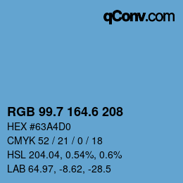 カラーコード: RGB 99.7 164.6 208 | qconv.com