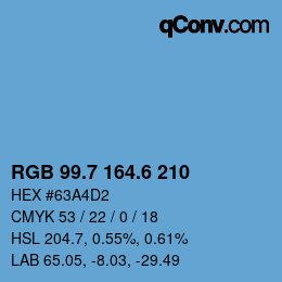 カラーコード: RGB 99.7 164.6 210 | qconv.com