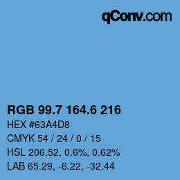 カラーコード: RGB 99.7 164.6 216 | qconv.com