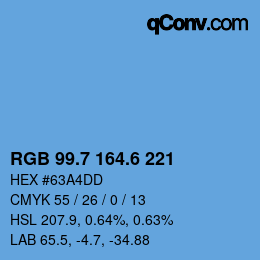 カラーコード: RGB 99.7 164.6 221 | qconv.com