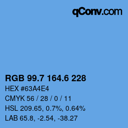 カラーコード: RGB 99.7 164.6 228 | qconv.com